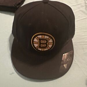 Adidas Black Cap with Boston Bruins Emblem 7 1/8